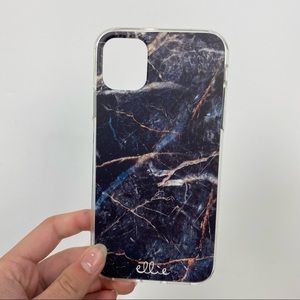 Ellie Marble iPhone 12 Pro Matte Finish Phone Case Navy Blue Purple Clear Sides